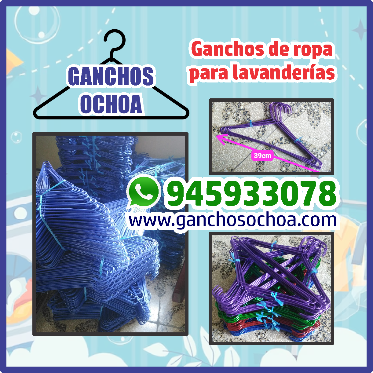 Venta de ganchos de ropa para lavanderías